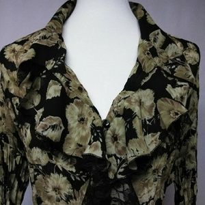 NY Collection,Sale😀1X, crm/tab/blk blouse.